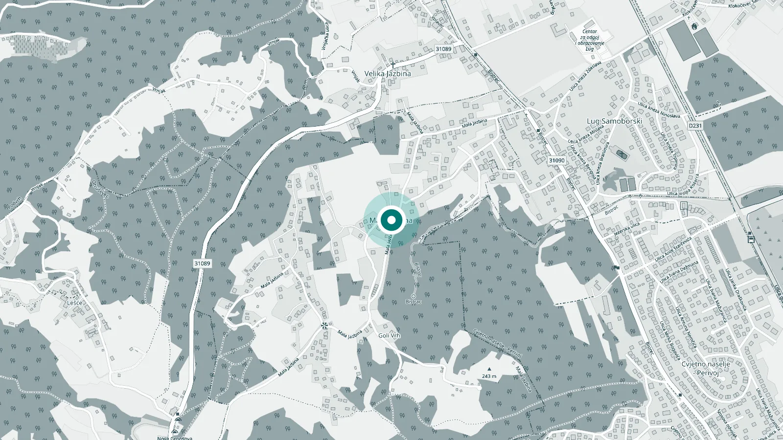 Map showing the Promo Compact office in Mala Jazbina, Samobor
